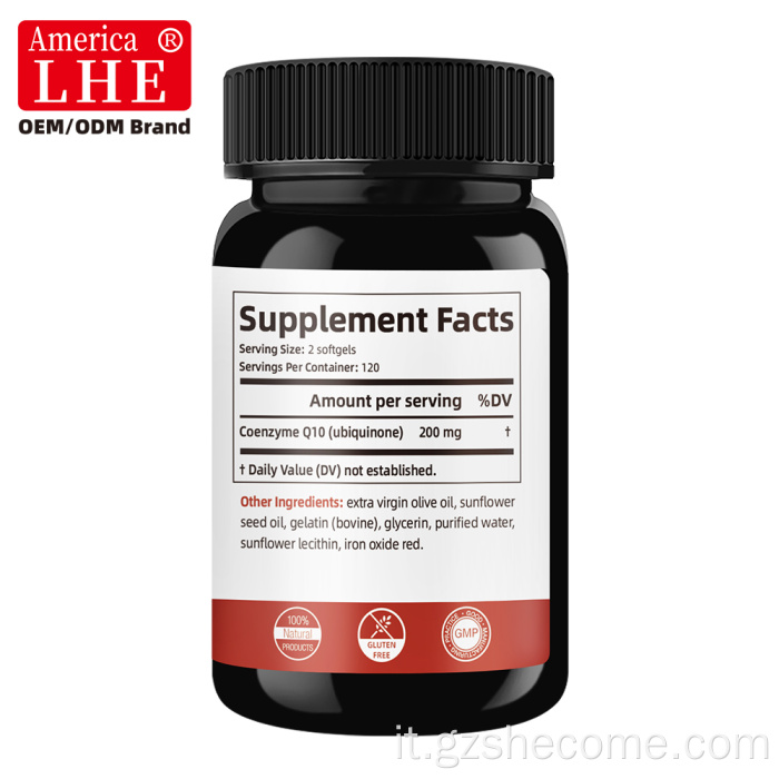 Shecome CoQ10 Softgels Supporto energetico cellulare per la salute del cuore